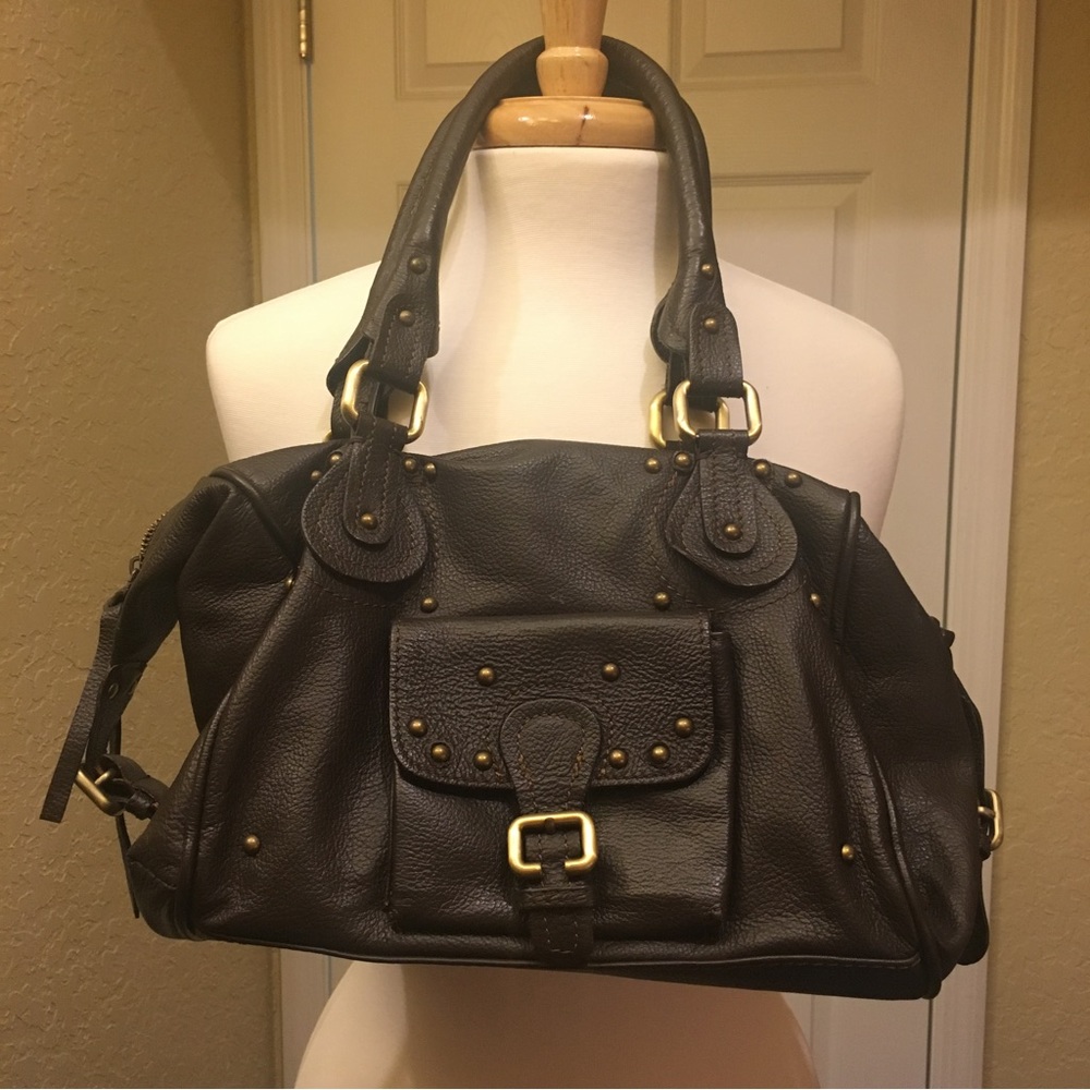 Deborah Gallo Brown Italian Pebble Leather Satchel Handbag